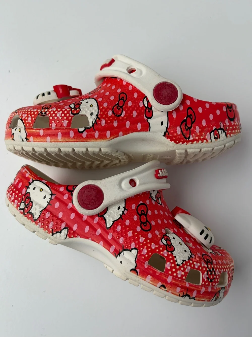 Crocs X Hello Kitty Sandals Slip On‎ Clogs Red & White Toddler C9